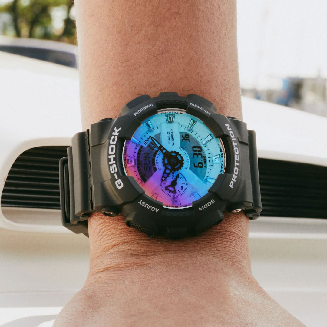 Casio G-Shock Anadigi Rainbow Vapor Dial Black Watch Casio GA110SR-1ADR
