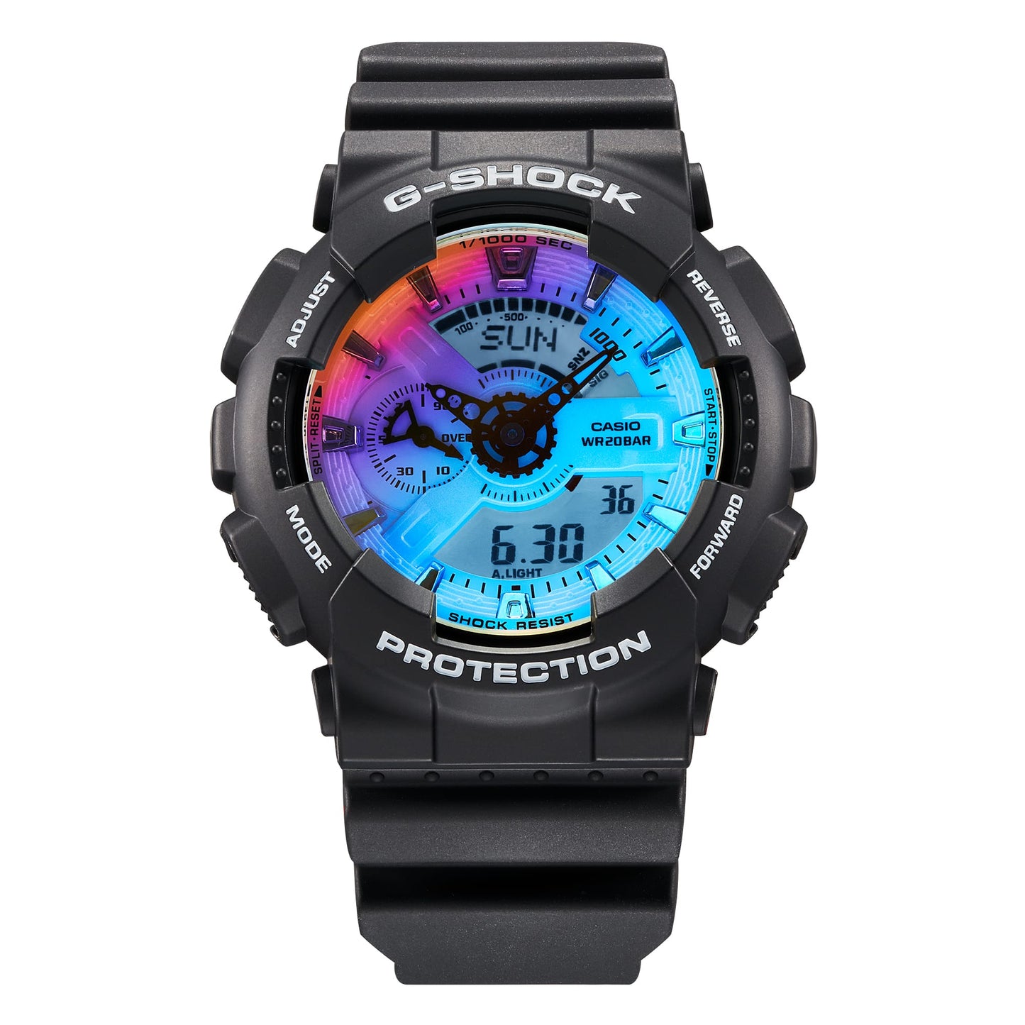 Casio G-Shock Anadigi Rainbow Vapor Dial Black Watch Casio GA110SR-1ADR