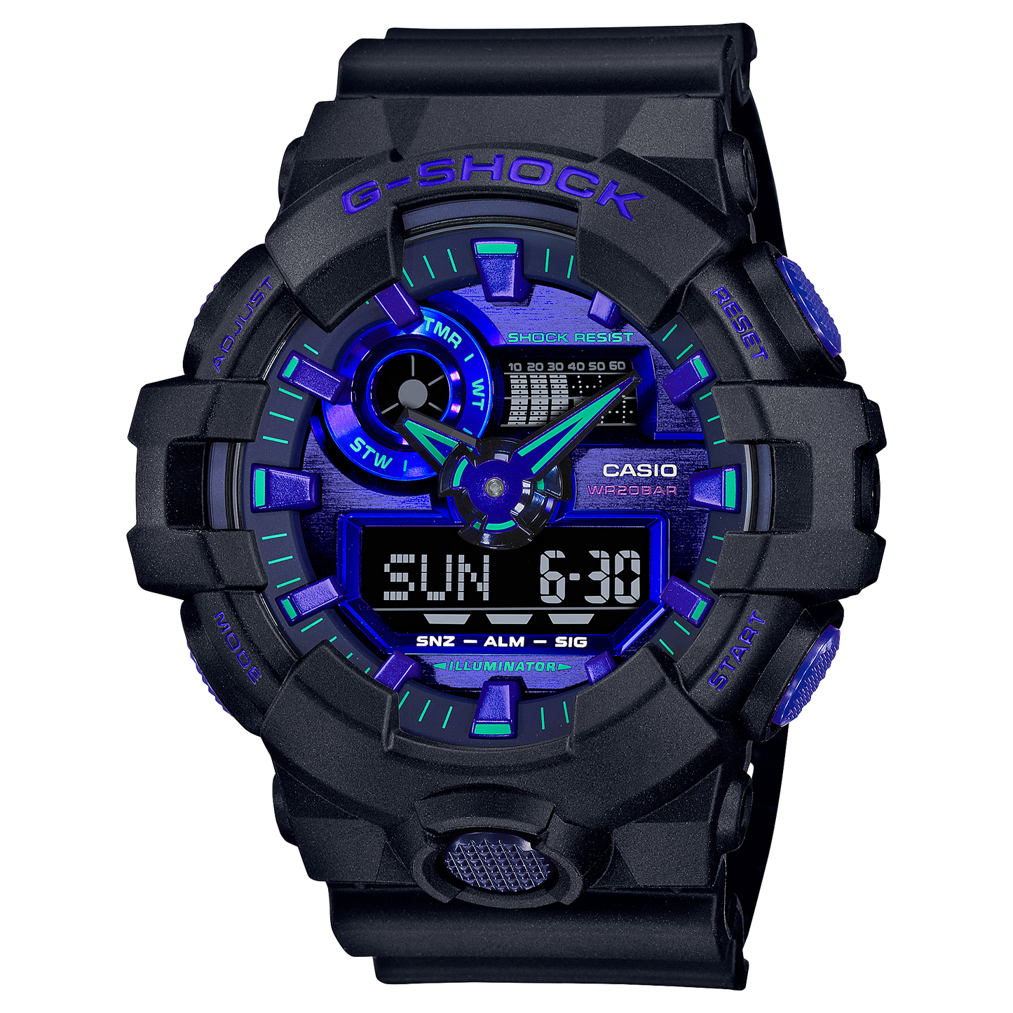 Casio G-Shock Anadigi Virtual Reality Blue Violet x Black Watch GA700VB-1ADR