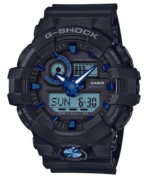 Casio G-Shock Analog-Digital Black x Metallic Blue Accents Watch GA710B-1A2DR - Diligence1International