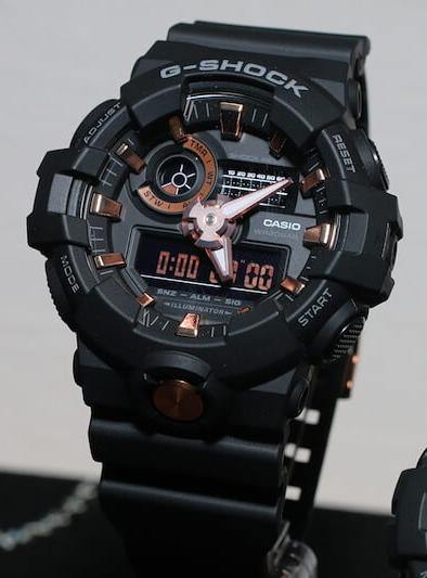 Casio G-Shock Analog-Digital Black x Rose Gold Accents Watch GA710B-1A4DR - Diligence1International