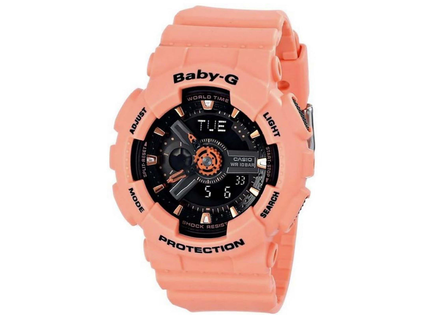 Casio Baby-G BA-110 Series Standard Anadigi Peach Matte Orange x Black Dial Watch BA111-4A2DR - Diligence1International