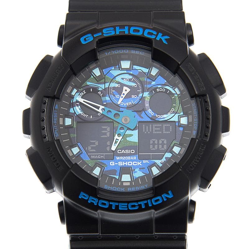 Casio G-Shock Military Blue Camo Camouflage Print Dial Watch GA100CB-1ADR - Diligence1International