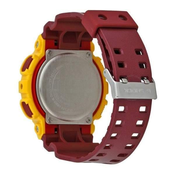 Casio G-Shock Crazy Colors Red Skins Trojans Anadigi Yellow x Maroon x White Dial Watch GA100CS-9ADR - Diligence1International