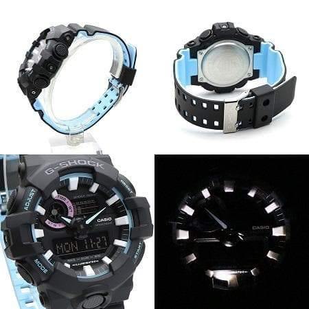 Casio G-Shock Special Color Model Black x Baby Blue x Pink Accents Watch GA700PC-1ADR - Diligence1International