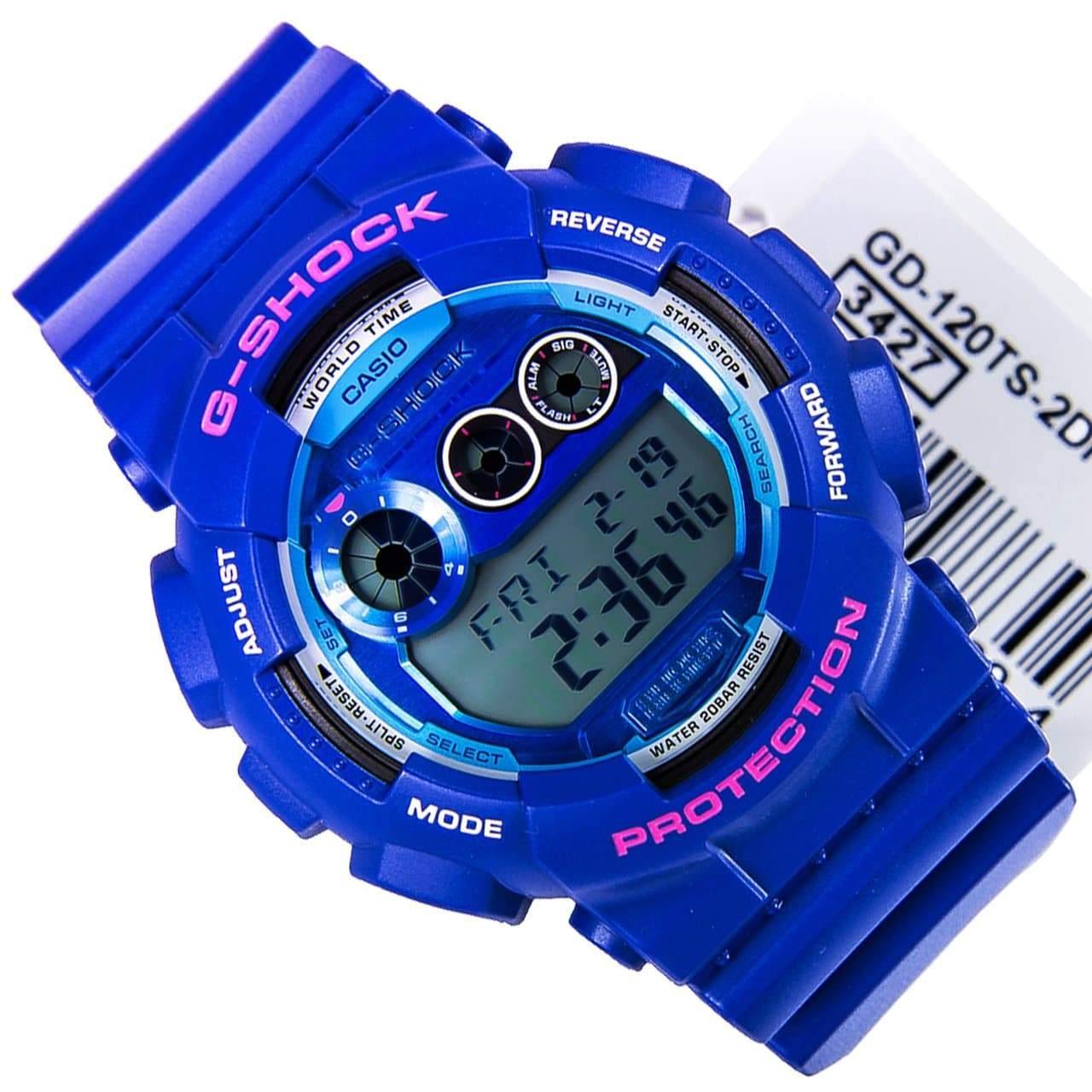 Casio G-Shock Big Case Digital Crazy Colors Blue x Sky Blue Dial Watch GD120TS-2DR - Diligence1International