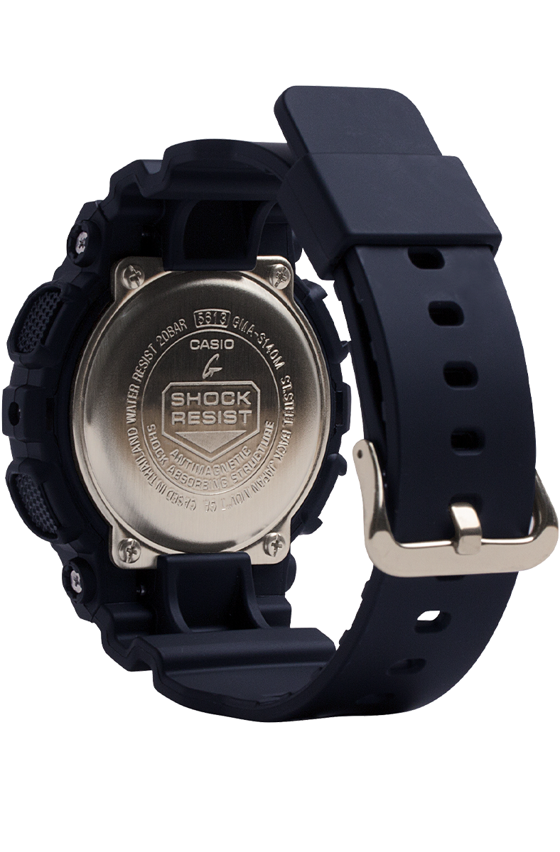 Casio G-Shock Sneaker S Series Analog-Digital Black x Gold Accents Ladies' Watch GMAS140M-1ADR