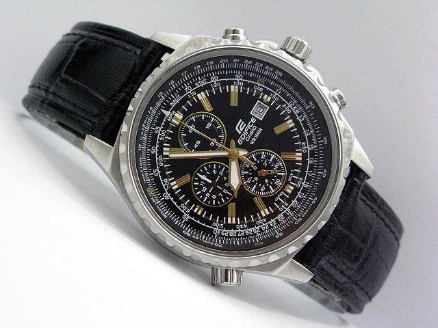 Casio Edifice Aviator Chronograph Black Dial Men's Leather Strap Watch EF-527L-1AV - Diligence1International
