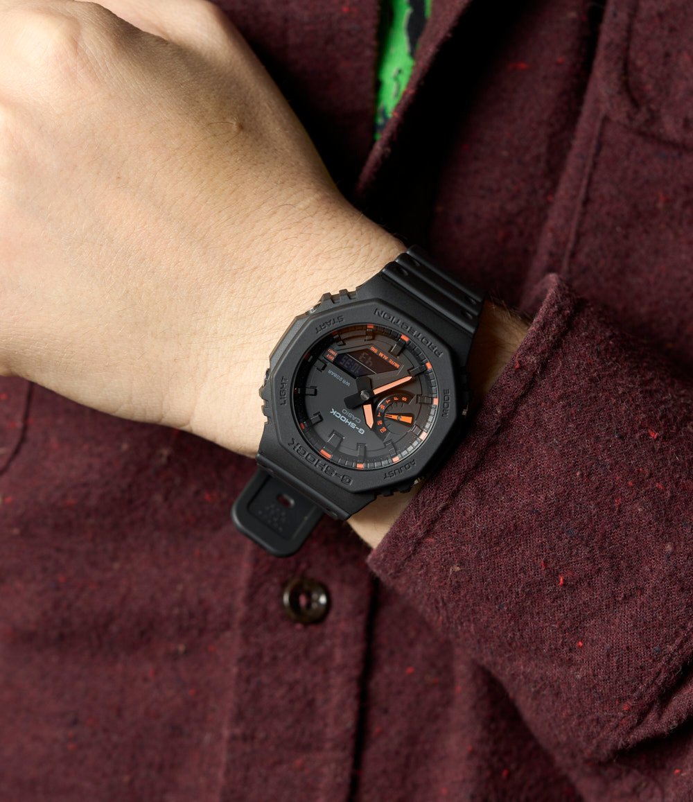 Casio G-Shock Carbon Core Guard Black x Orange AP CasiOak Watch GA2100-1A4DR