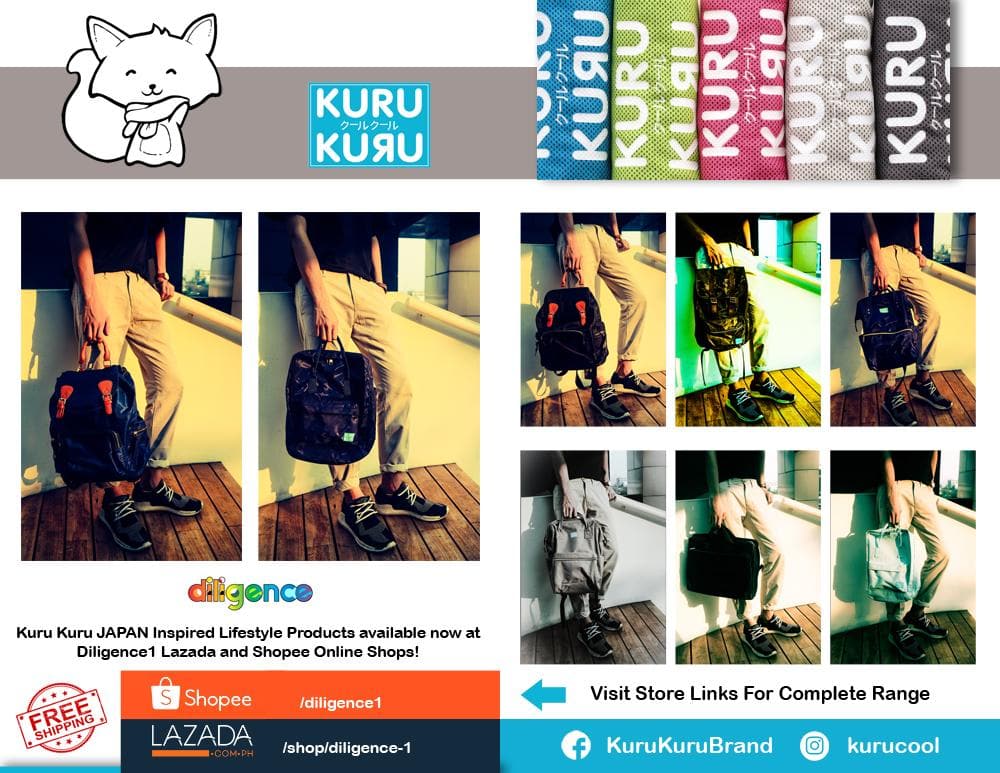 Kuru Kuru クールクール Vitality Medium Backpack Bag + FREE P399 Magic Cooling Towel - Diligence1International