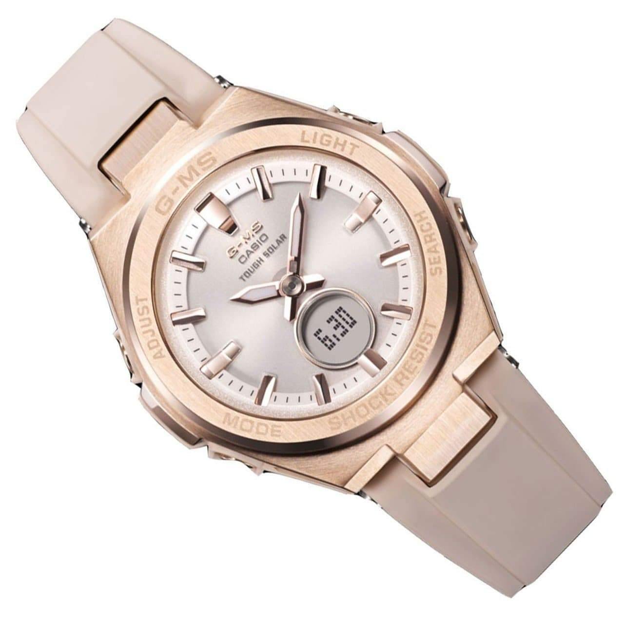 Casio Baby-G G-MS Anadigi Rose Gold Plated Silver Dial Light Pink Watch MSGS200G-4ADR - Diligence1International