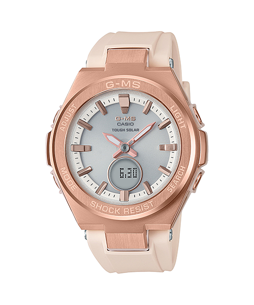Casio Baby-G G-MS Anadigi Rose Gold Plated Silver Dial Light Pink Watch MSGS200G-4ADR - Diligence1International