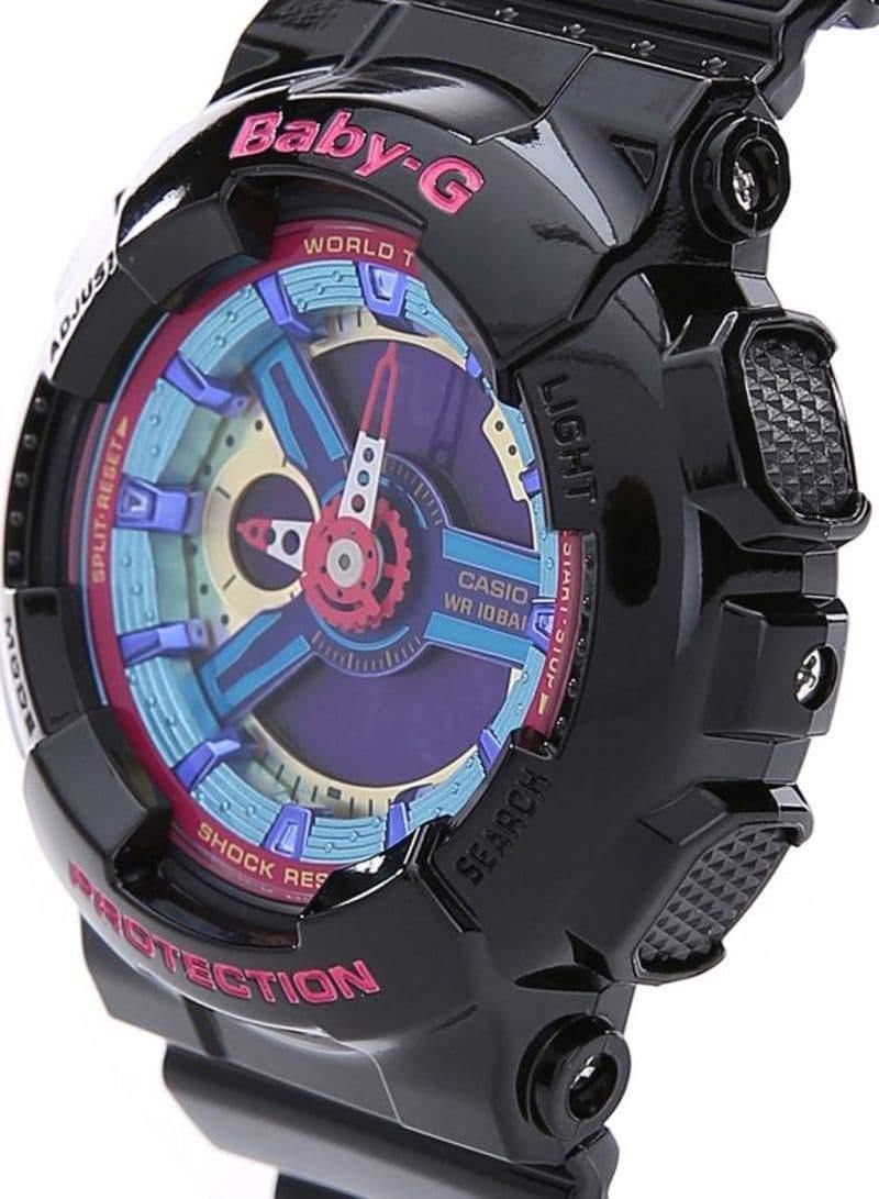 Casio Baby-G BA110 Series Anadigi Neon Color Black x Multicolor Dial Watch BA112-1ADR - Diligence1International