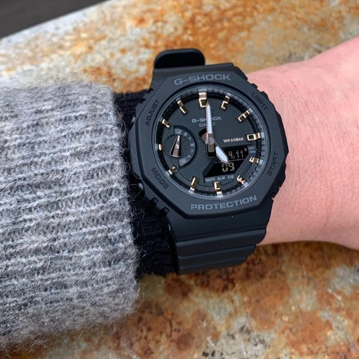 Casio G-Shock Carbon Core Guard Black x Rose Gold Accents AP CasiOak Ladies' Watch GMAS2100-1ADR