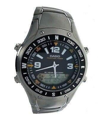 Casio Hunting Timer Moon Phase Anadigi Stainless Steel Watch AMW-701D-1AV - Diligence1International