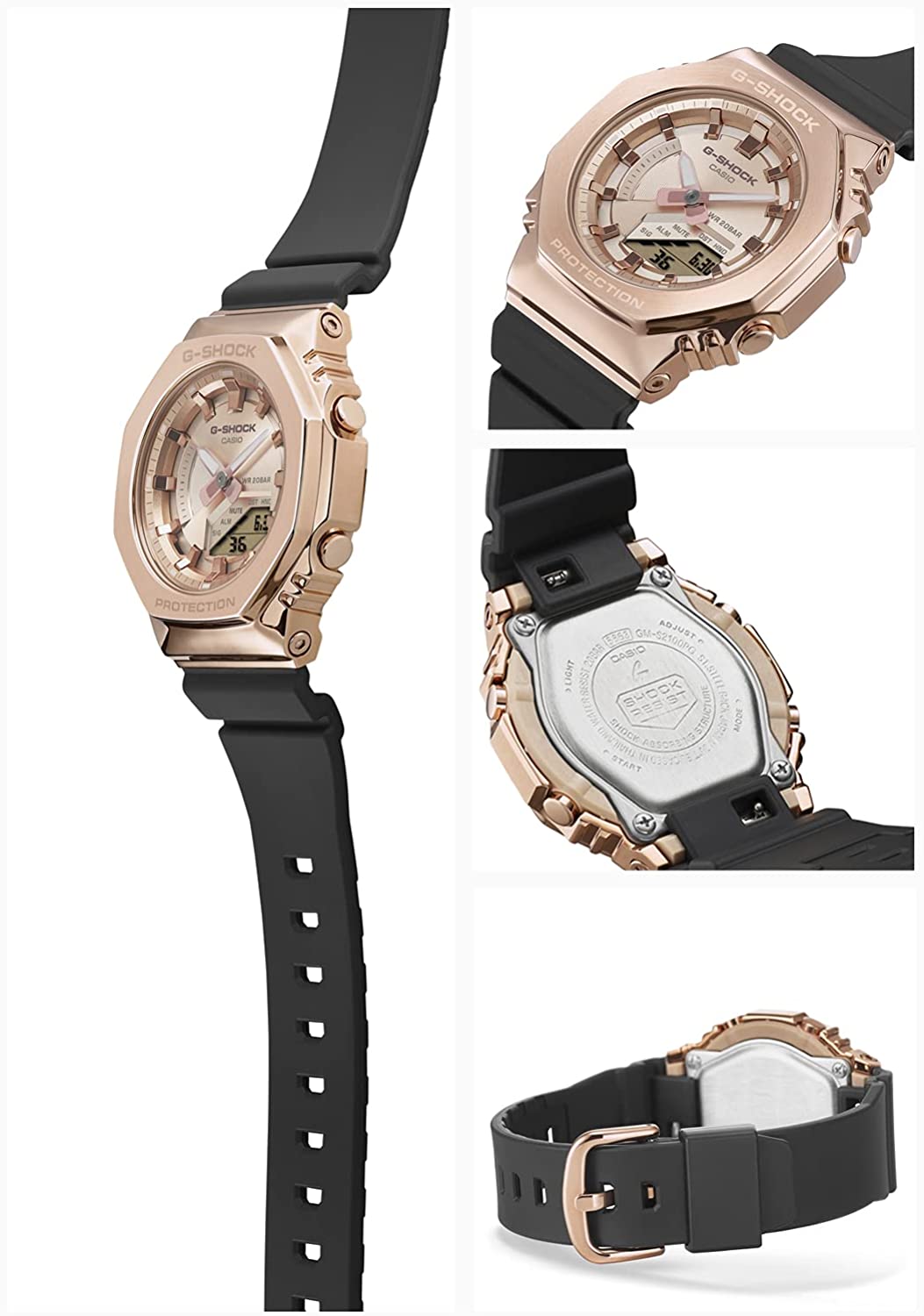 Casio G-Shock Carbon Core Guard Rose Gold AP CasiOak Ladies' Metal Case Watch GMS2100PG-1A4DR