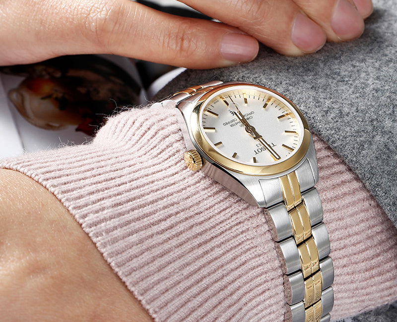 Tissot Swiss Made T-Classic PR100 Chronometer 2 Tone Gold Plated Ladies' Watch T1012512203100 - Diligence1International