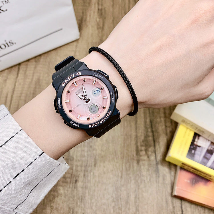 Casio Baby-G Beach Anadigi Traveler Series Pink Dial Black Watch BGA-250-1A3DR