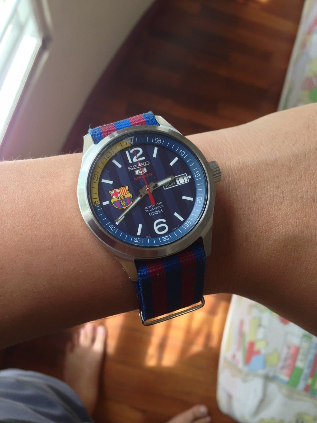Seiko 5 Sports FC Barcelona 100M Blue Dial Men's Watch Nylon Strap SRP303K1 - Diligence1International