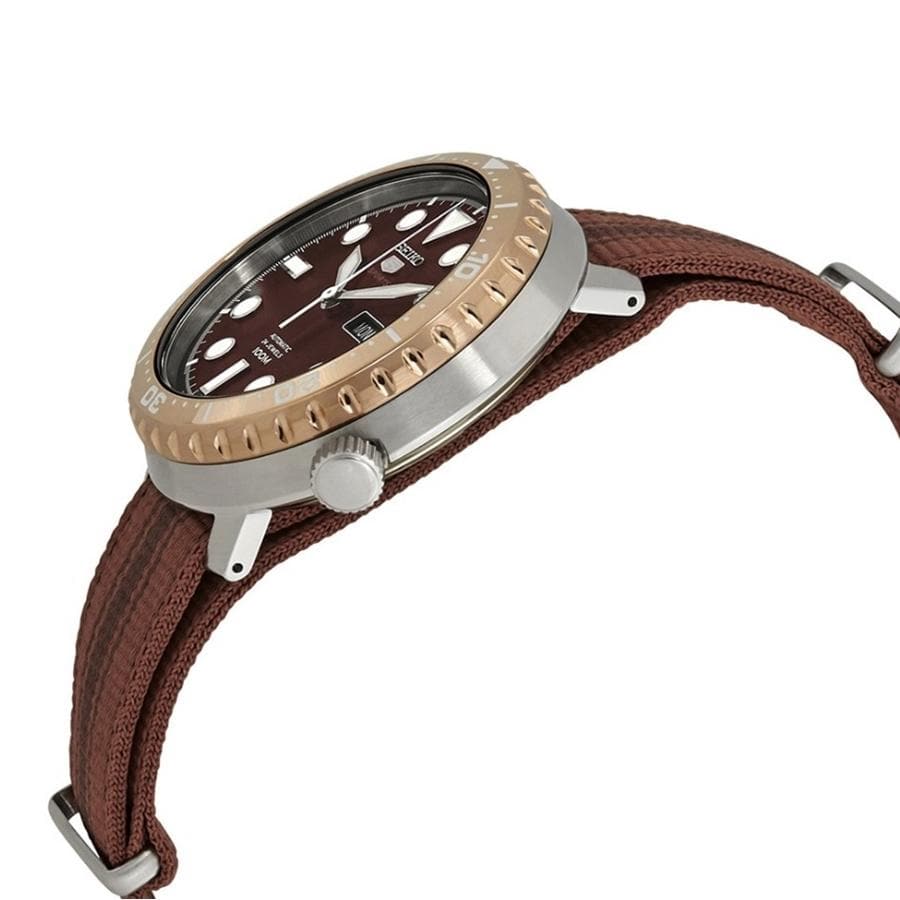 Seiko 5 Sports JAPAN Made Bottle Cap 100M Brown Dial Nylon Strap Watch SRPC68J1 - Diligence1International