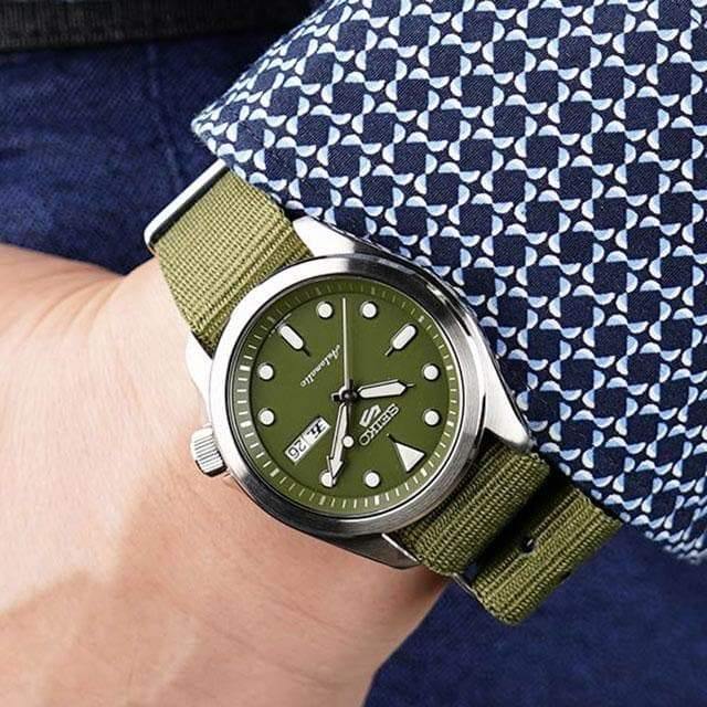 NEW Seiko 5 Sports 100M Automatic Men's Watch Military All Green Nylon Strap SRPE65K1 - Diligence1International