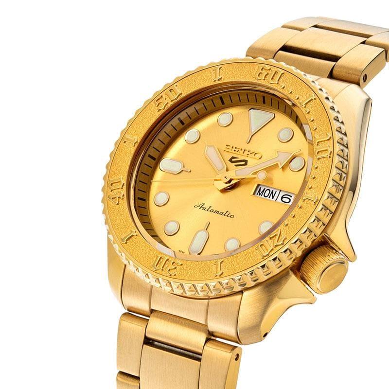 NEW Seiko 5 Sports 100M Automatic Men's Watch All Gold Plated SRPE74K1 - Diligence1International