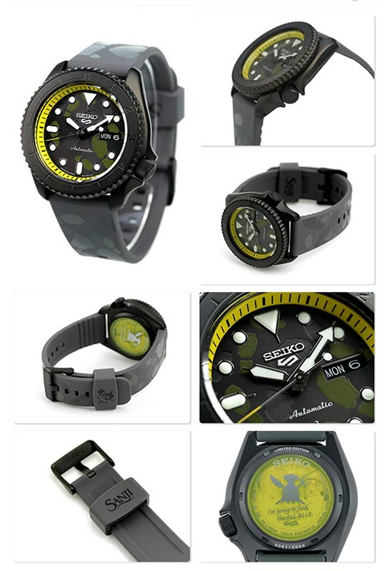 Seiko 5 Sports 100M One Piece x Sanji LE Automatic Men's Watch Grey Dial Rubber SRPH69K1