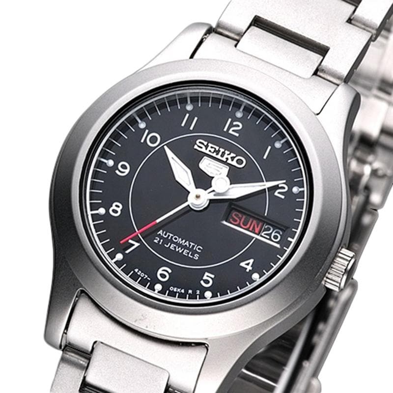 Seiko 5 Classic Ladies Size Black Dial Stainless Steel Strap Watch SYME03K1 - Diligence1International