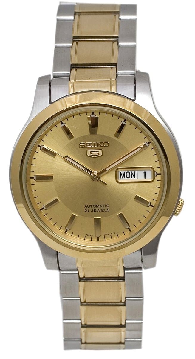 Seiko 5 Classic Mens Size Gold Dial 2 Tone Gold Plated Stainless Steel Strap Watch SNK792K1 - Diligence1International