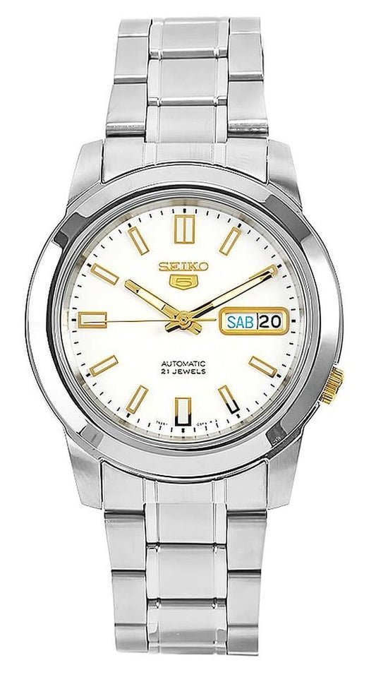 Seiko 5 Classic Men's Size White Dial Stainless Steel Strap Watch SNKK07K1 - Diligence1International