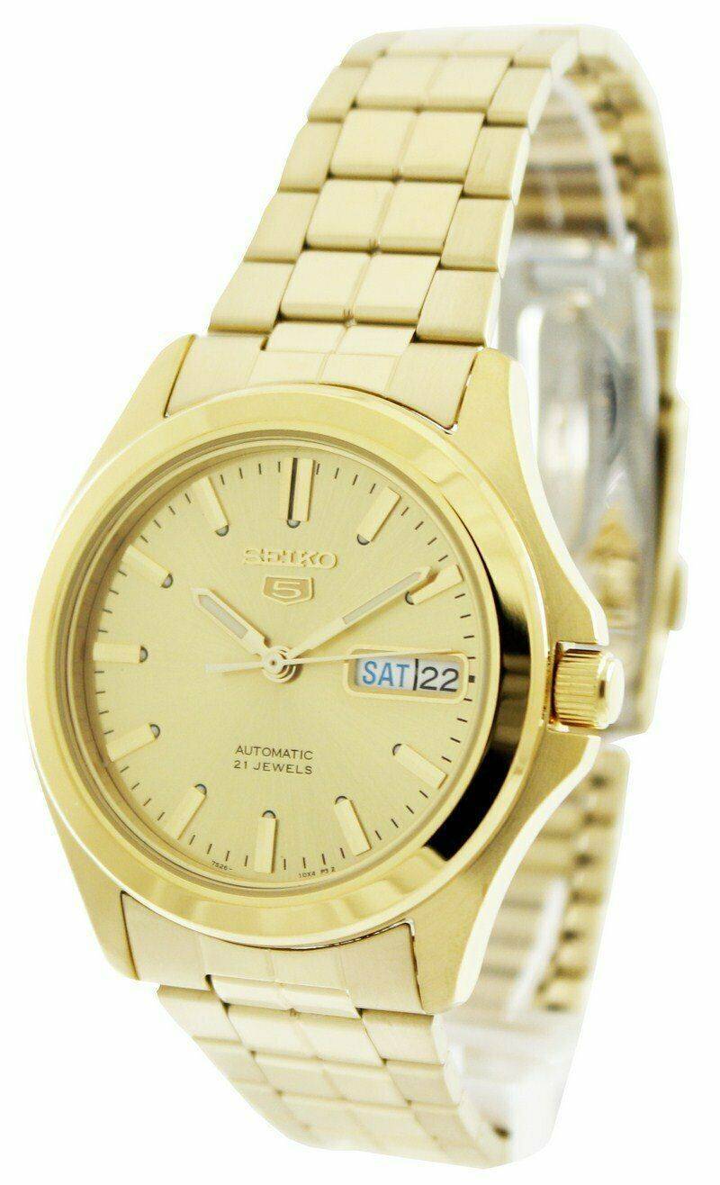 Seiko 5 Classic Mens Size Gold Dial & Plated Stainless Steel Strap Watch SNKK98K1 - Diligence1International