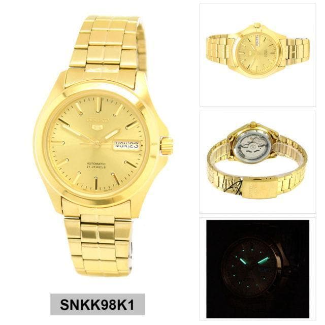 Seiko 5 Classic Mens Size Gold Dial & Plated Stainless Steel Strap Watch SNKK98K1 - Diligence1International