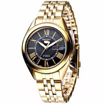 Seiko 5 Classic Mens Size Black Dial Gold Plated Stainless Steel Strap Watch SNKL40K1 - Diligence1International