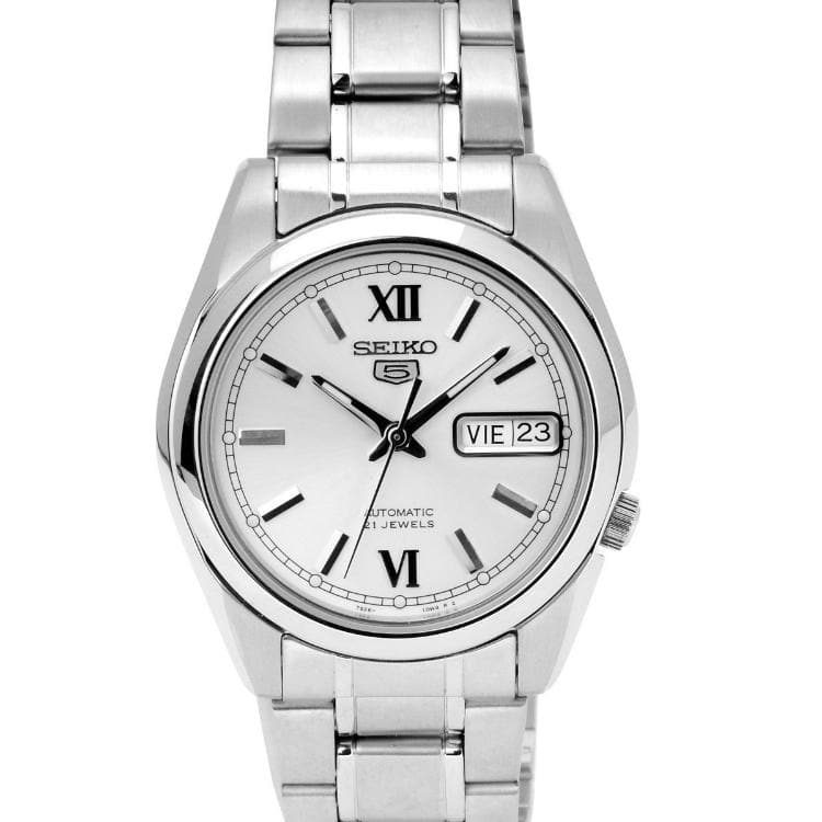 Seiko 5 Classic Silver Dial Couple's Stainless Steel Watch Set SNKL51K1+SYMK23K1 - Diligence1International