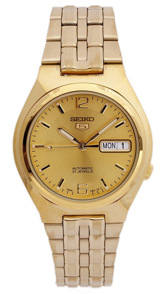 Seiko 5 Classic Mens Size Gold Dial & Plated Stainless Steel Strap Watch SNKL64K1 - Diligence1International