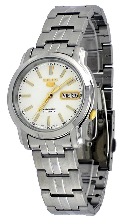 Seiko 5 Classic Men's Size White Dial Stainless Steel Strap Watch SNKL77K1 - Diligence1International