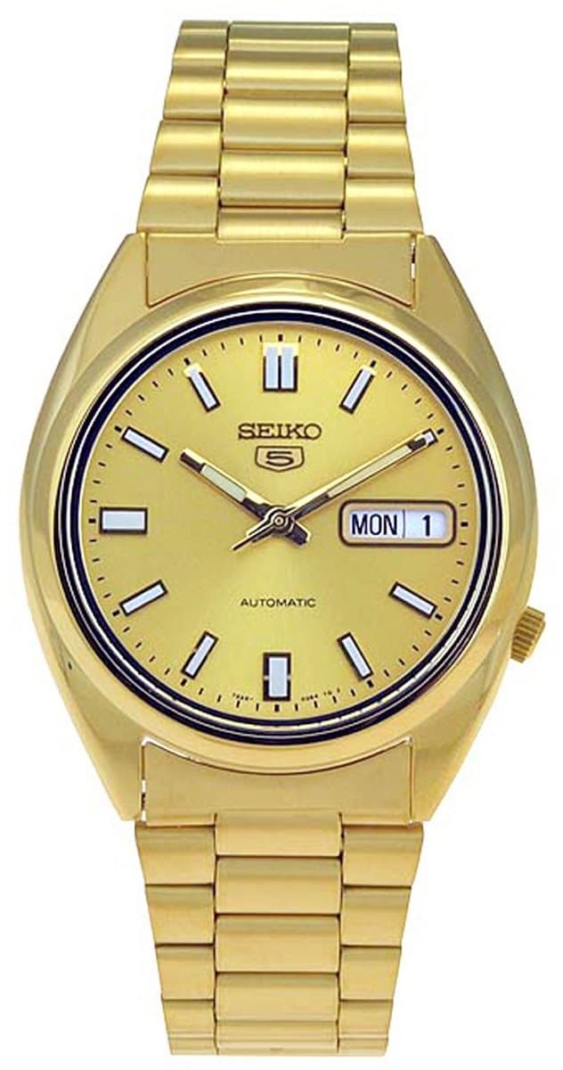 Seiko 5 Classic Mens Size Gold Dial & Plated Stainless Steel Strap Watch SNXS80K1 - Diligence1International