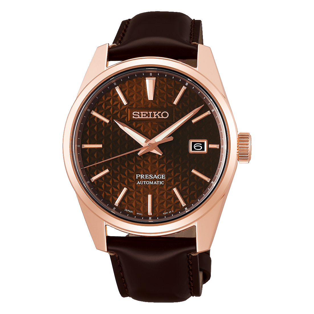 Seiko JAPAN Made Presage Sharp Edged Series Susutake Brown Men's Leather Strap Watch SPB170J1 - Diligence1International