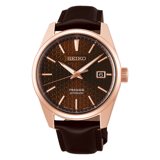 Seiko JAPAN Made Presage Sharp Edged Series Susutake Brown Men's Leather Strap Watch SPB170J1 - Diligence1International