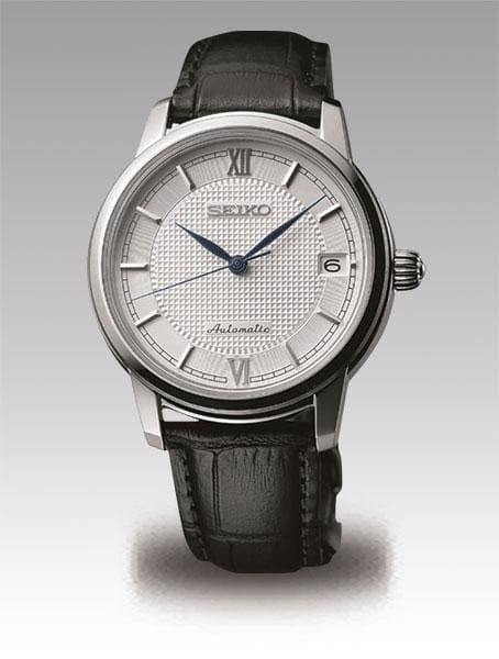 Seiko JAPAN Made Pre- Presage Silver Dial Ladies' Black Leather Strap Watch SRP861J1 - Diligence1International