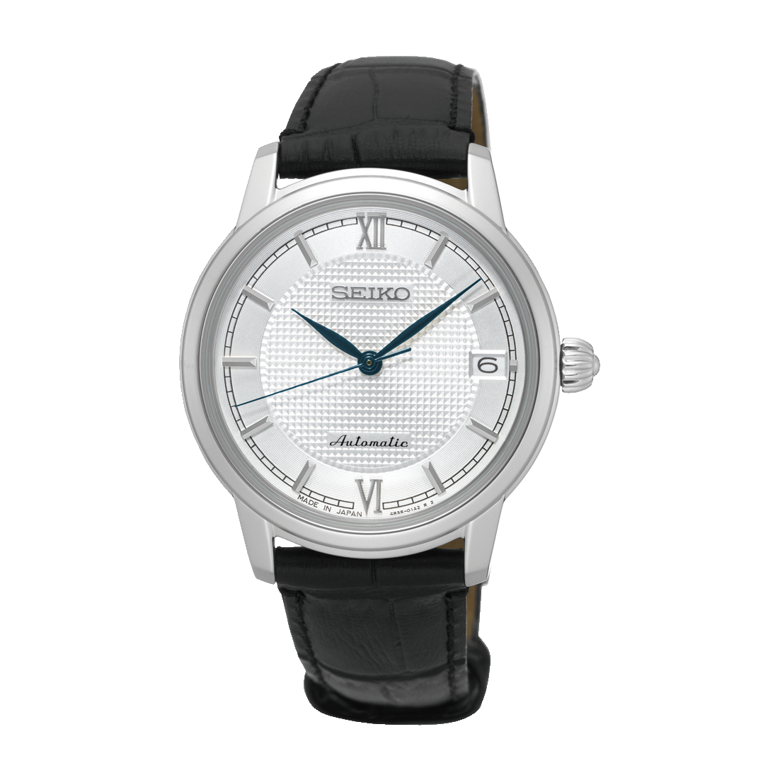 Seiko JAPAN Made Pre- Presage Silver Dial Ladies' Black Leather Strap Watch SRP861J1 - Diligence1International