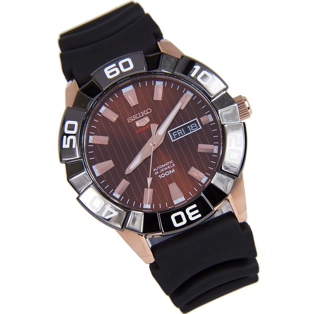 Seiko 5 Sports 100M Automatic Men's Watch Black Dial Rubber Strap SRPA58K1 - Diligence1International