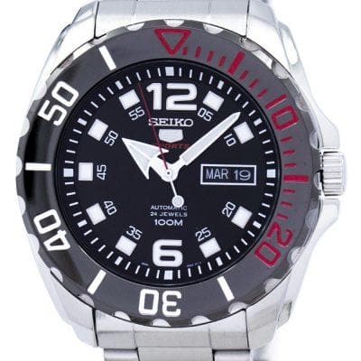 Seiko 5 Sports Black Dial Mini Baby Monster Men's Stainless Strap Watch SRPB35K1 - Diligence1International