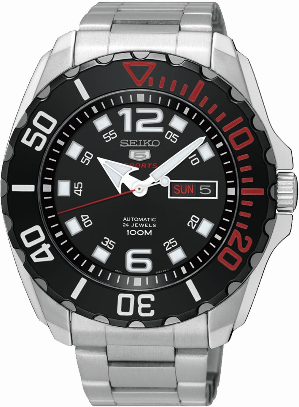 Seiko 5 Sports Black Dial Mini Baby Monster Men's Stainless Strap Watch SRPB35K1 - Diligence1International