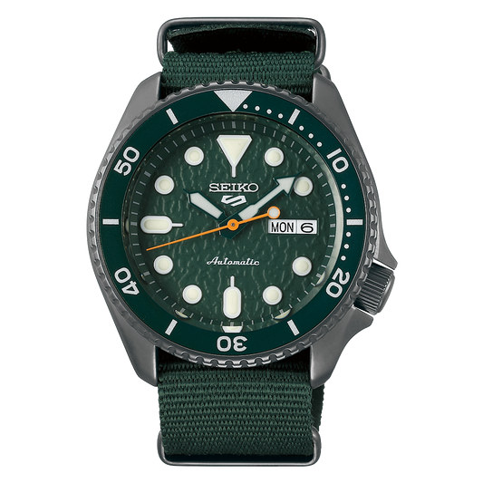 NEW Seiko 5 Sports 100M Automatic Men's Watch Avocado All Green Nylon Strap SRPD77K1 - Diligence1International