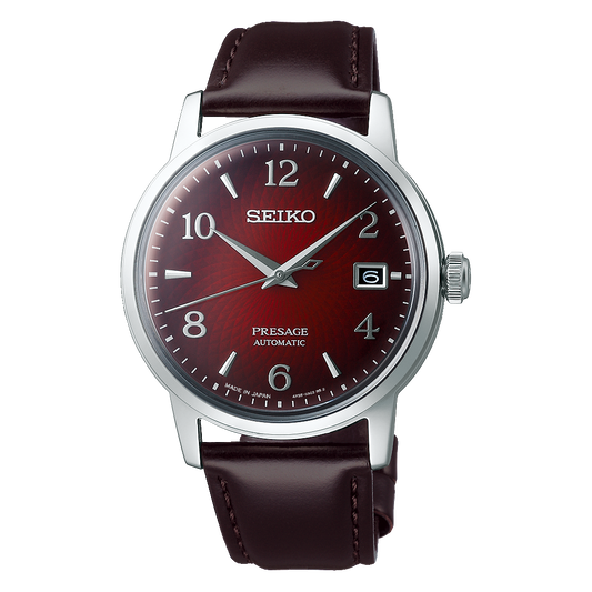 Seiko Presage Cocktail Time The Negroni Red Men's Leather Strap Watch SRPE41J1 - Diligence1International