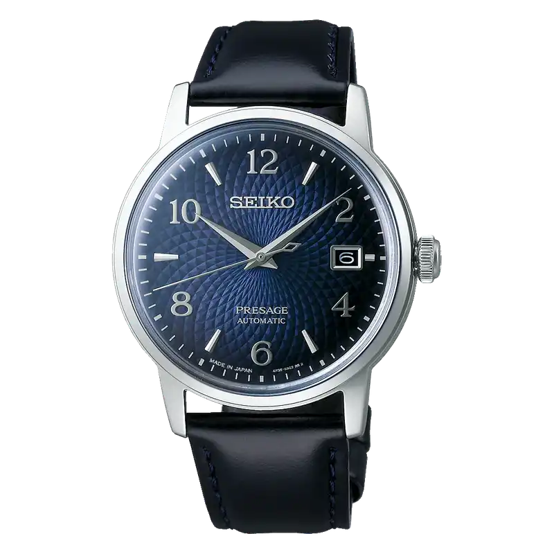 Seiko Presage Cocktail Time Manhattan Blue Men's Leather Strap Watch SRPE43J1 - Diligence1International