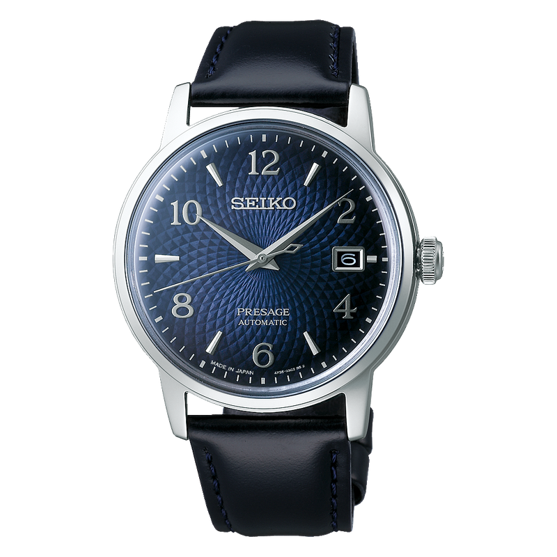 Seiko Presage Cocktail Time Manhattan Blue Men's Leather Strap Watch SRPE43J1 - Diligence1International