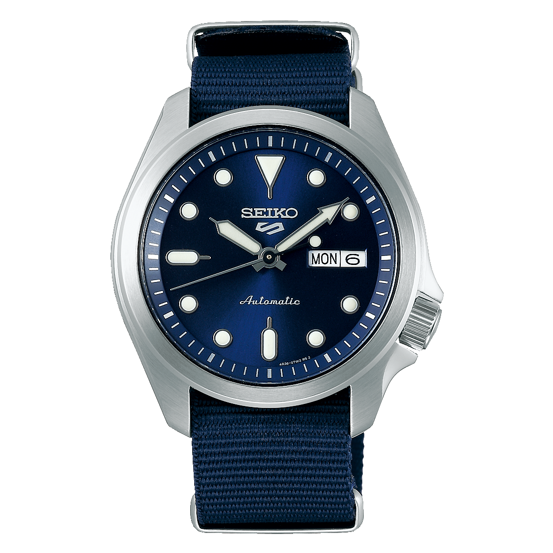 NEW Seiko 5 Sports 100M Automatic Men's Watch All Navy Blue Nylon Strap SRPE63K1 - Diligence1International