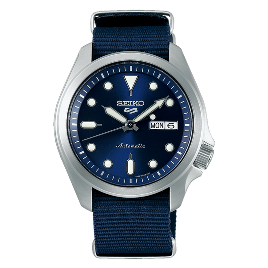 NEW Seiko 5 Sports 100M Automatic Men's Watch All Navy Blue Nylon Strap SRPE63K1 - Diligence1International